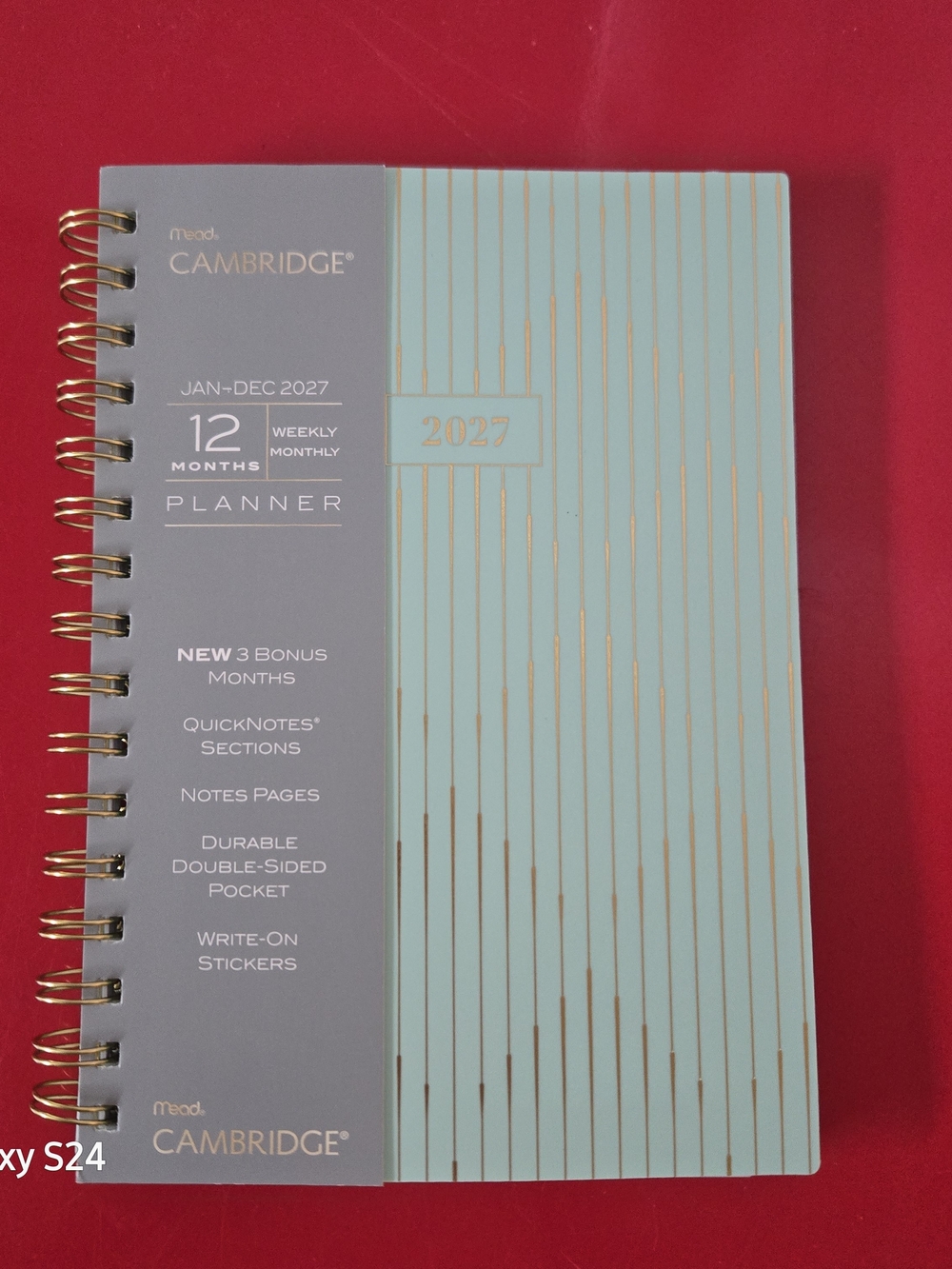 Cambridge 2027 Mint Planner with Gold Accents - Spiral Weekly & Monthly
